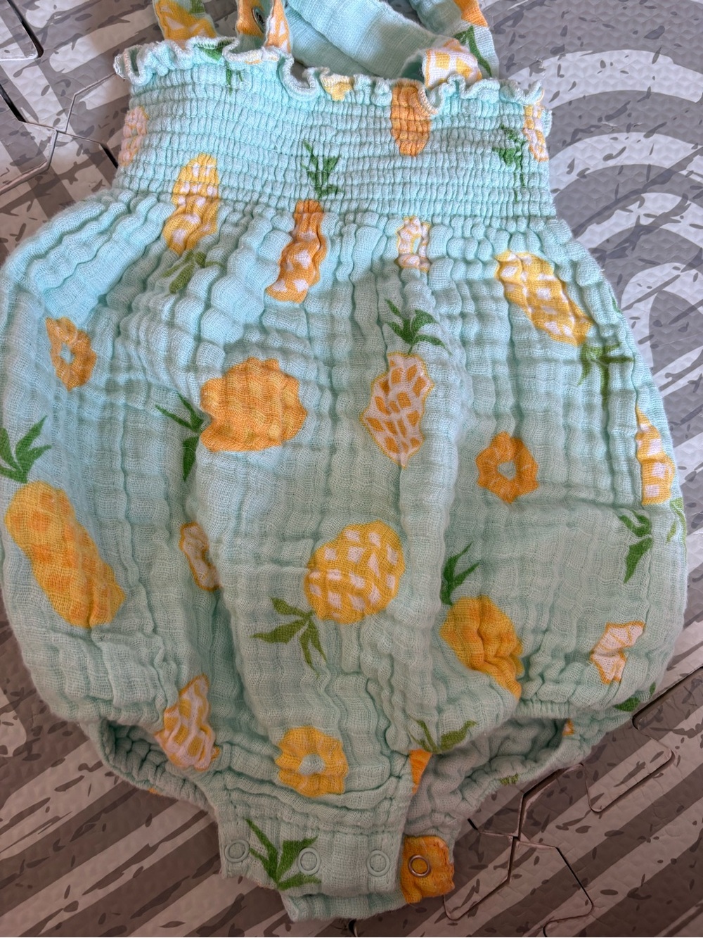 Angel Dear Mint Green Pineapple Bubble Romper